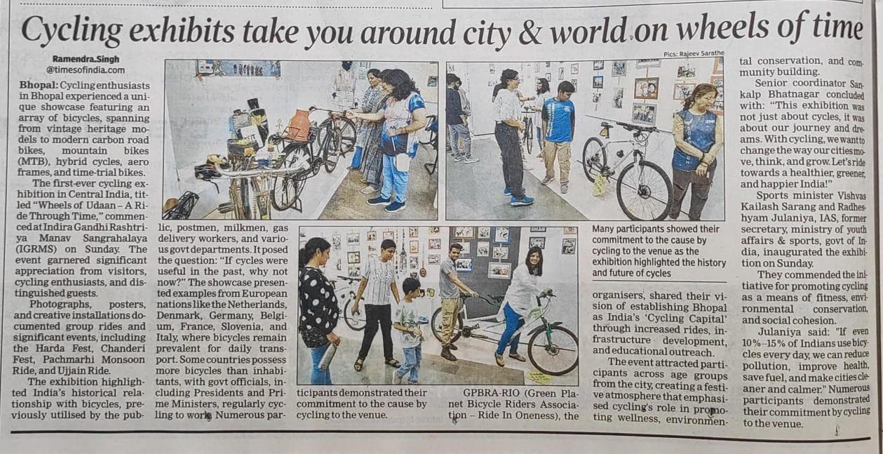English coverage of cycling exhibition — historical & modern bicycles